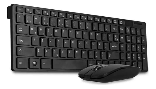 Kit Teclado E Mouse Slim Sem Fio Wireles 2.4 Ghz KA666 - PRETO